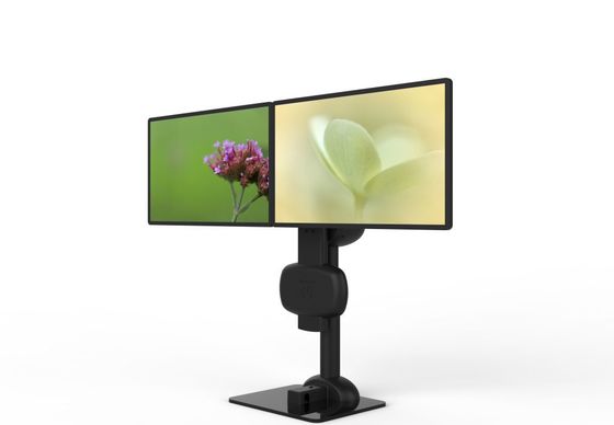 Electric Lifting Rotating Dual Monitor Arm Stand For Relieve Neck And Lumbar Stiffness